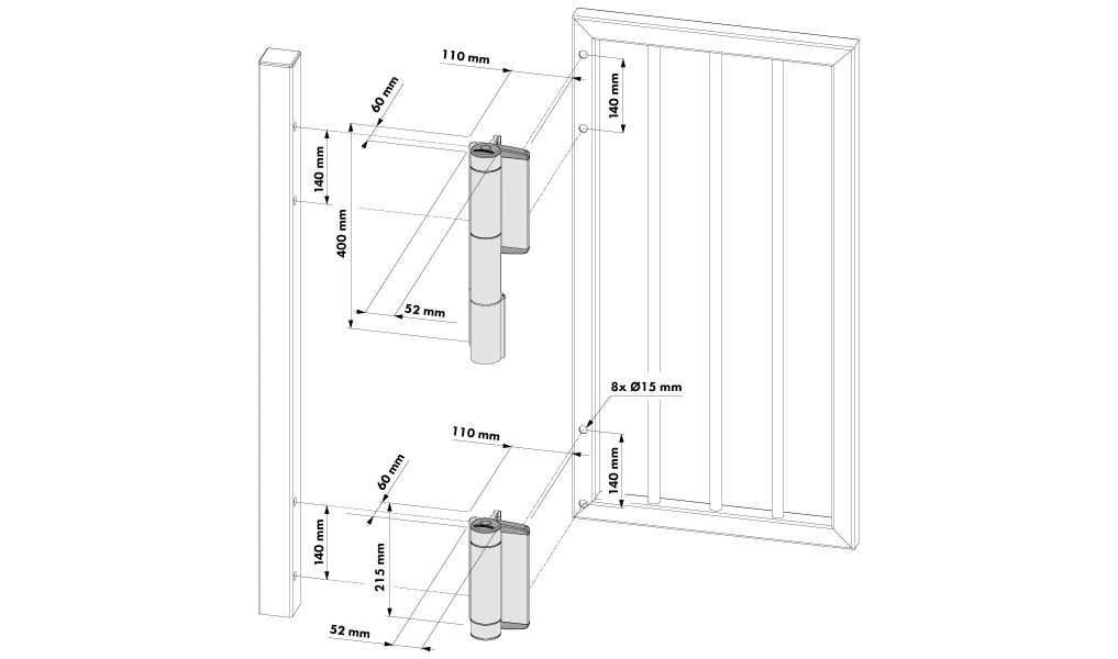 Mammoth HD Hydraulic Gate Closer & Hinge Kit - 180º Opening 4 Mammoth HD Hydraulic Gate Closer & Hinge Kit - 180º Opening - Image 4